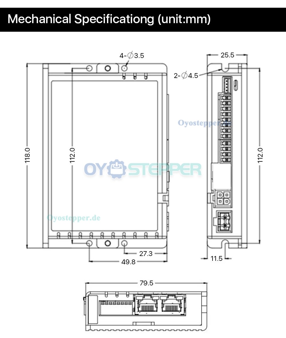 Leadshine DM2C-RS556 2,1-5,6 A 20-50 VDC Integrierter Schritttreiber für Nema 17, 23, 24 Schrittmotor